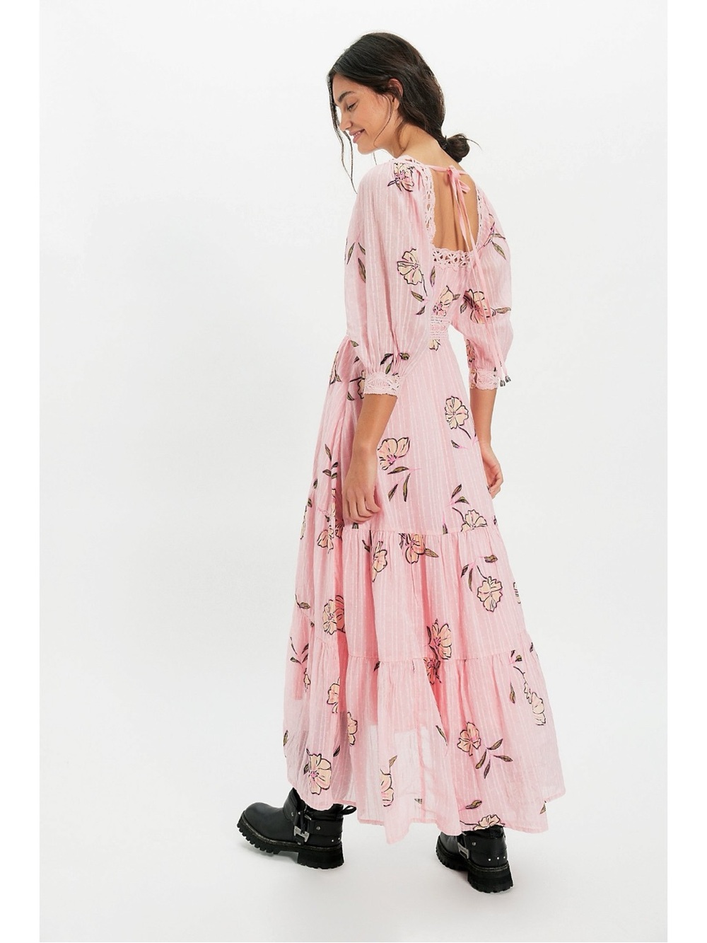 Free People Bohemian Cottage Ethereal Dainty Morning Meadows Maxi Dress Large - Picture 10 of 16